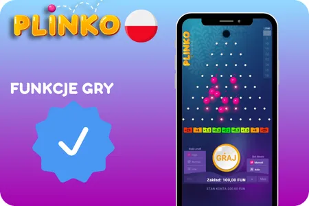 Różne funkcje w grze Plinko