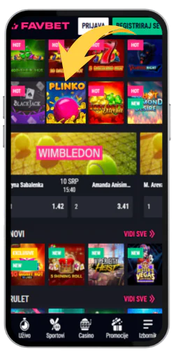 Plinko u izborniku kasina